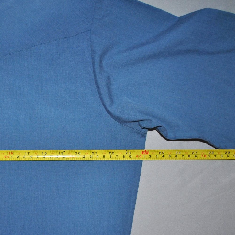 Sheplers Mens Shirt Size 16.5 Faded Blue Long Sleeve Pearl Snap Shirt - Picture 8 of 9